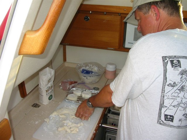Robert preparing breakfast..