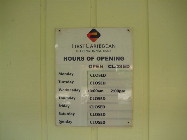 Banking hours (all new definition) at Man-of-War Cay