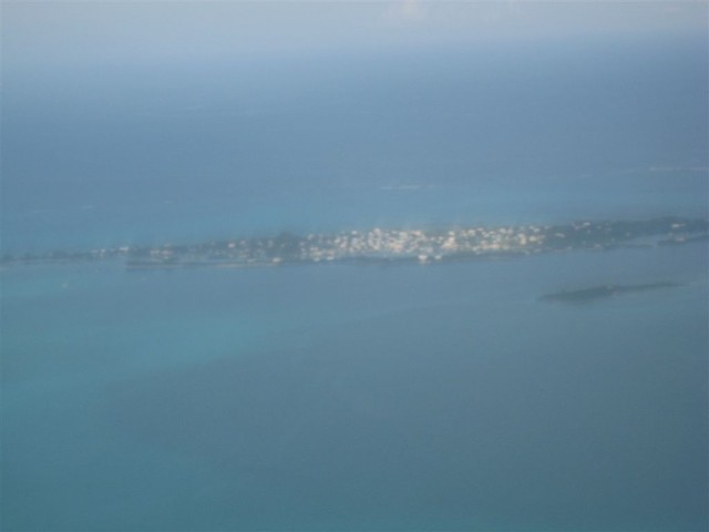 View of Man-of-Way Cay from airplane as we depart Marsh Harbour