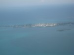 View of Man-of-Way Cay from airplane as we depart Marsh Harbour