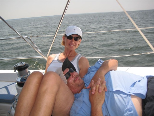 Dave and Jan Bryson relaxing on Last Wish