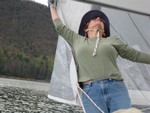 Minta Fannon practicing skills learned at Water's sail clinic..