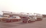 Lined up on I-81 rest stop, four boat fleet!  l-r Hermit Chrysler 26 (Gene Linkous), Cove Seeker-Chrysler 26 (Chuck and Barbara Rich), My Love 2- Balboa 26 (Clarke and Rose Lucas), Camelot-North American 23 (Bob and Jane Waterfield)
