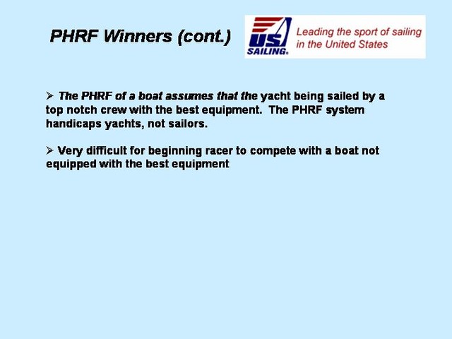 PHRF Series Explanation (cont)