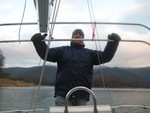 David Bryson, out for a sail on Wild Blue Yonder, Nov 16, 2008