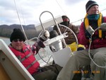 Sailing in January 2008 on Wild Blue Yonder; Mark Galloway Sam Shafer, James Little, picture taken by Clarke Lucas