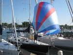 checking out spinnaker on sea trial, Mamaroneck, Long Island Sound, NY