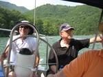 James Little and John Douglas (brother-in-law) sailing before Pig Roast