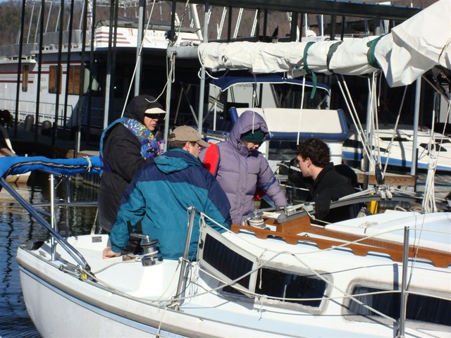 Getting ready at dock for race..