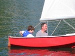Dave Gage and Paul sailing in harbor
