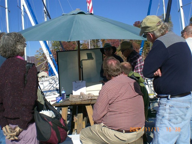 Winterization workshop at sailboat dock led by John Middaugh (pictures submitted by Clarke Lucas)