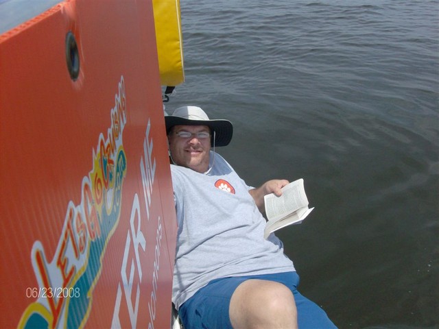 Dave relaxing on stern of Last Wish