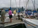 Breakfast on sailboat dock, Sunday morning