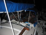 aboard Jammin, Fannon's boat, at dam overnighter