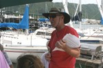 Race Captain James Little discussing basic rules and start sequence (picture by Sue Lockett)