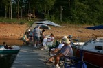Line forming for fish fry (picture by Sue Lockett)