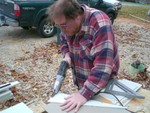 Mark cutting the last intricate piece for east side [picture from C. Lucas, Nov 9]