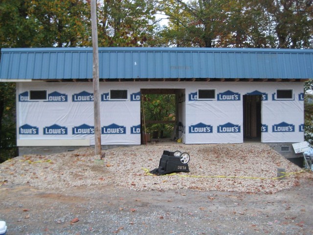 gravel placed in front of building (picture Oct 19, 2008)