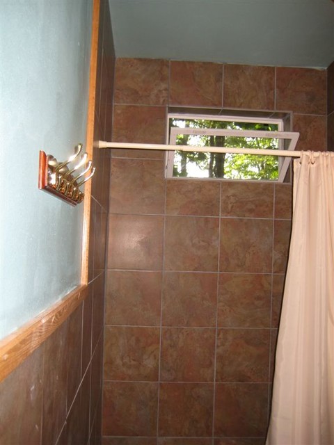 inside shower room towards back of women's bathroom, view to right, June 7, 2009