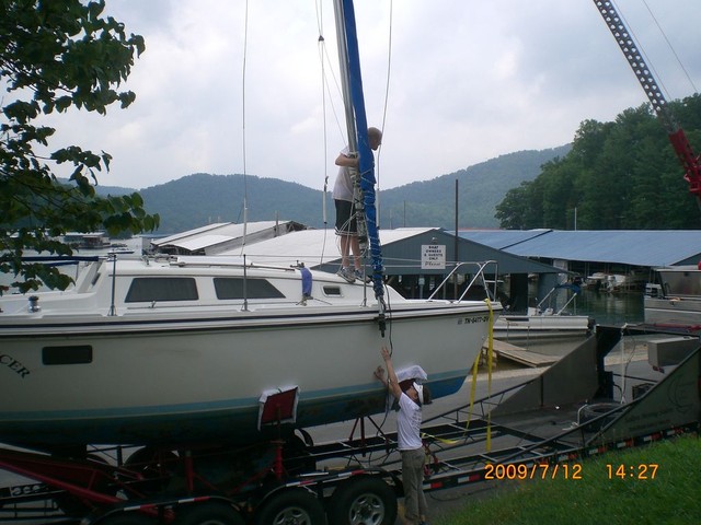 getting ready to lower mast