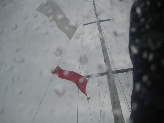 rain on dodger of Wild Blue Yonder Committee Boat