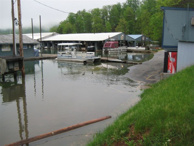 lower road near marina office flooded, bathrooms were closed two after picture taken (May 8, 2009)